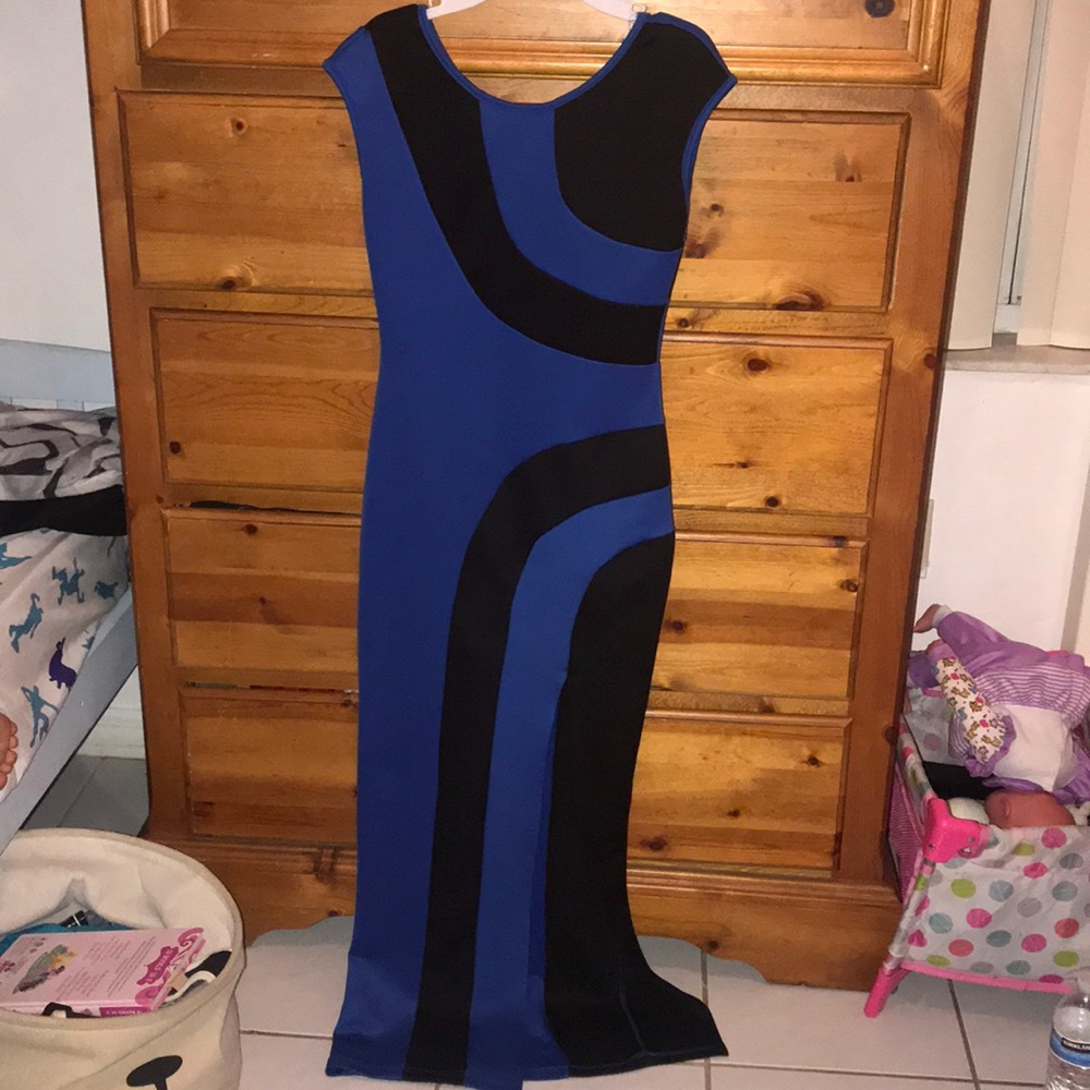 Long blue and black dress